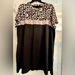 Leopard Print and Black Dress